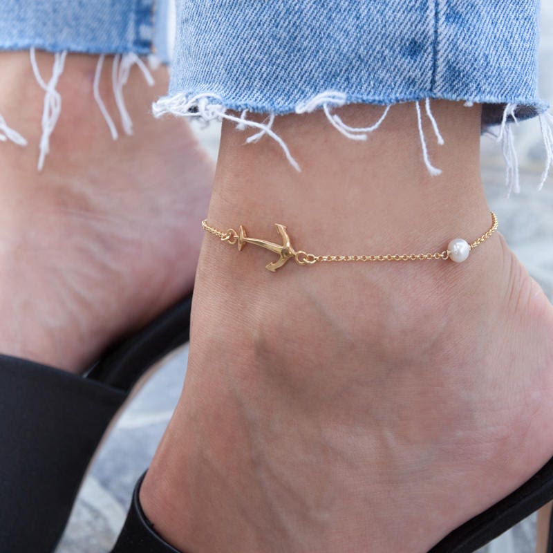 Silver Anchor Anklet, Sideways Anchor, Ankle Bracelet, Anchor Anklet