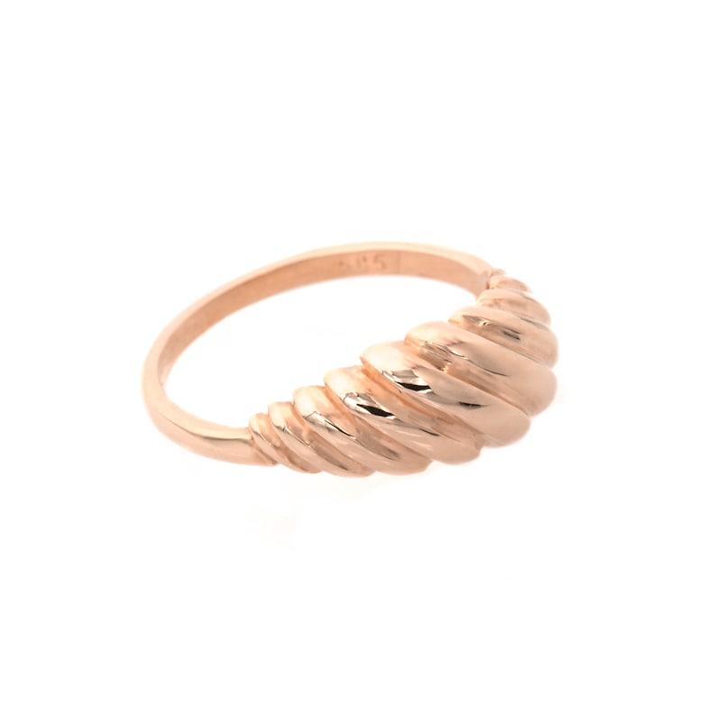 Gold Croissant Ring Gold Pluto Ring Chunky Croissant Ring 14k Solid Gold Ring Twisted Dome Ring Chunky Gold Ring Statement Ring