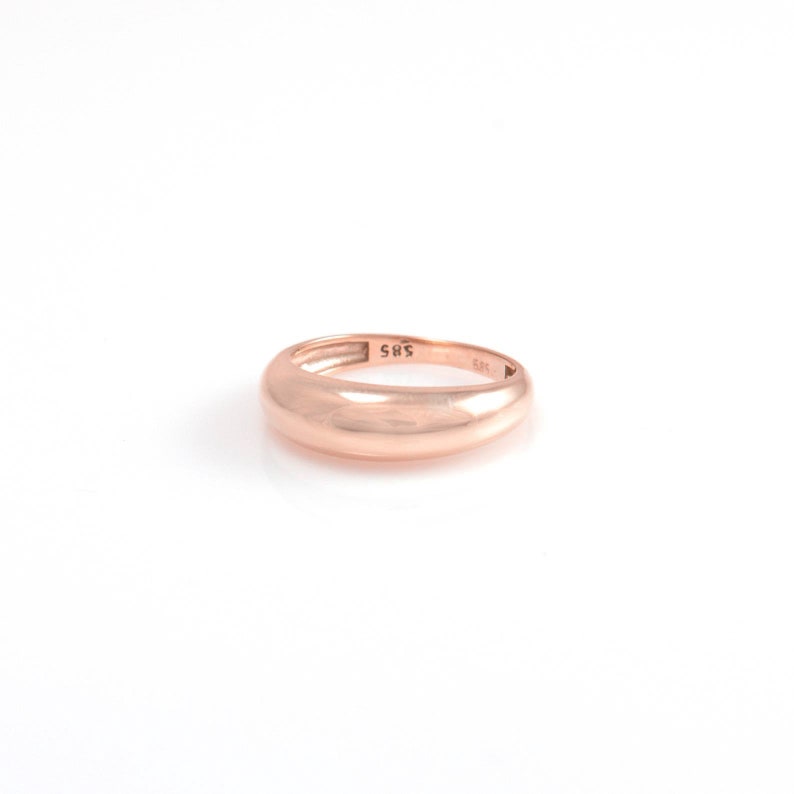 Inspired by great grandmother's wedding band with soft curves. A signature, classic piece you'll wear for every occasion of your life.  Made in solid 14K roseGold this dome ring is coming in 3 different options/wide