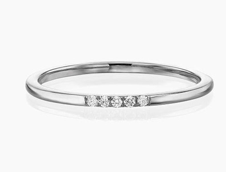 Thin Diamond Ring Wedding Band Diamond Wedding Ring Promise Ring Diamond Ring Diamond Engagement ring 1 mm Ring Gold Stacking Ring
