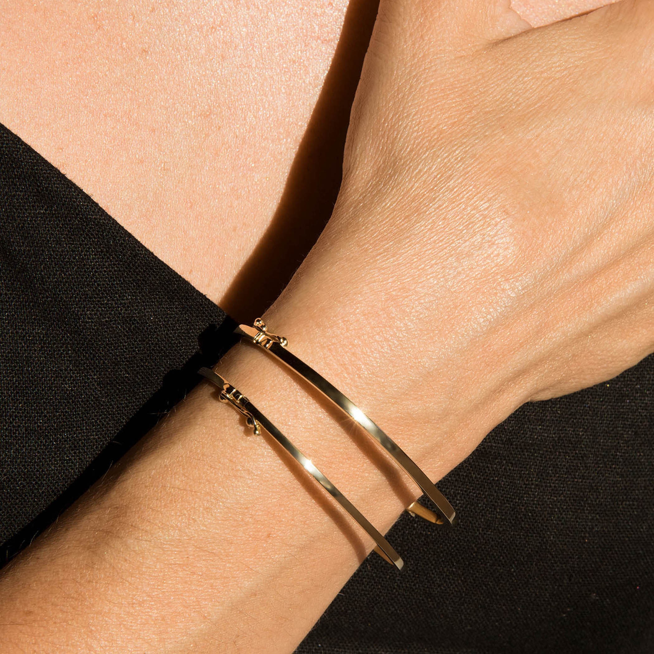 Gold Dainty Hinged Bracelet, Plain Gold Bracelet, Real Gold Plain