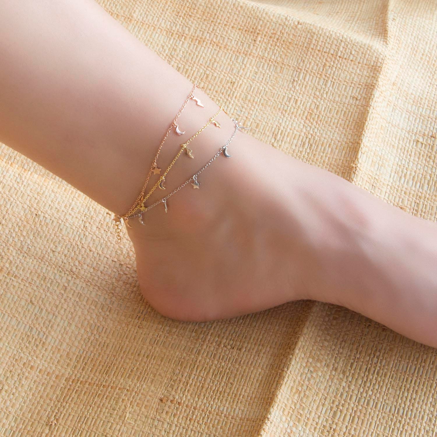 Silver Anklet, Hanging Charm Anklet, Anklet Bracelet, Chain Anklet