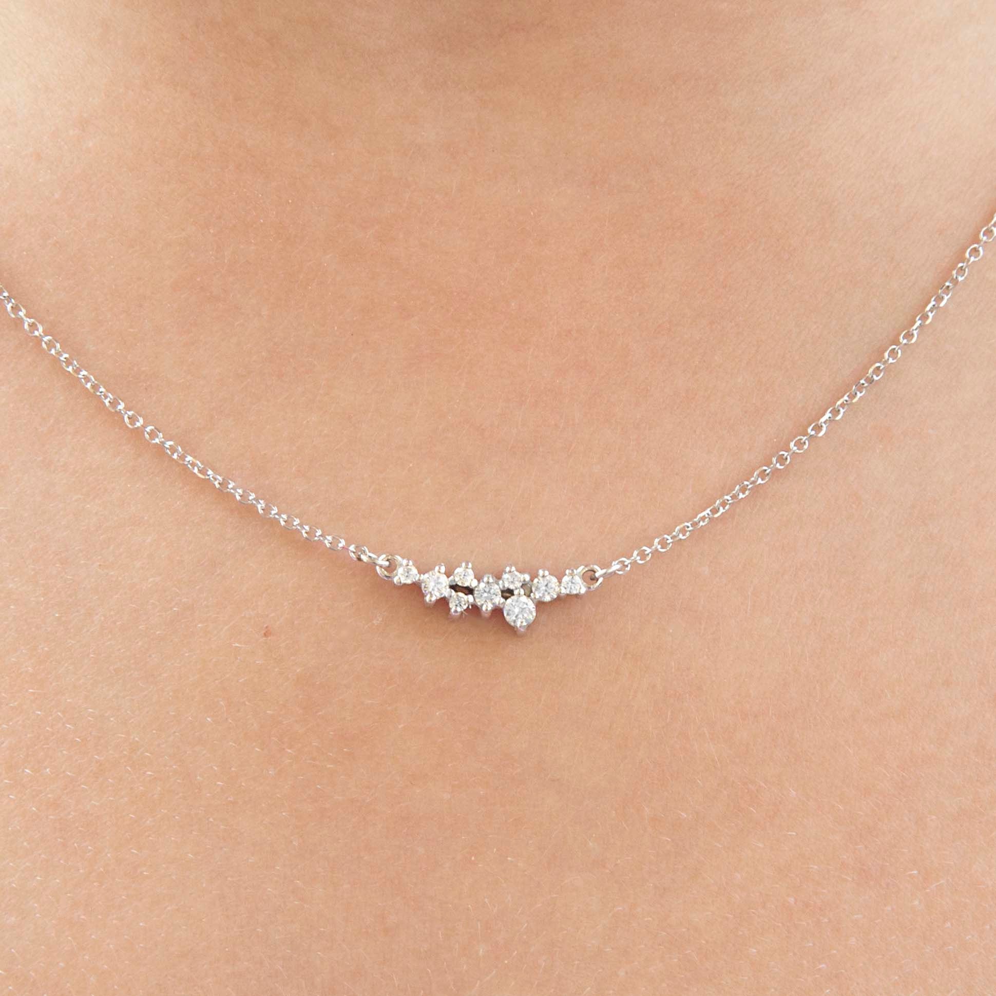 Diamonds Necklace, Cluster Necklace, Gold Cluster Necklace, Cluster