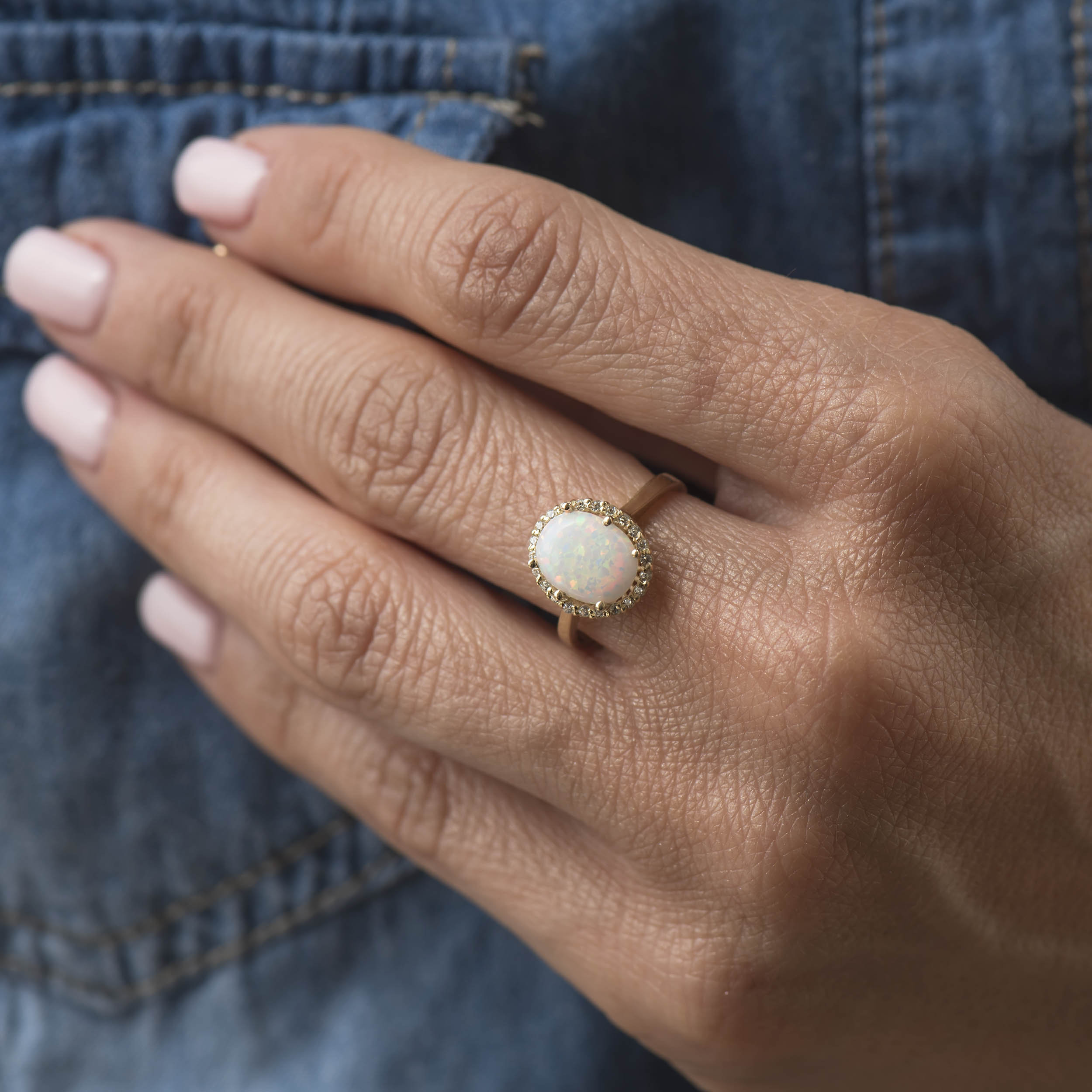 White Opal Ring Gold Opal Ring Fire 