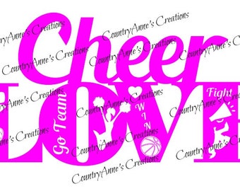 SVG PNG DXF Eps Ai Wpc Cut file for Silhouette, Cricut, Pazzles, ScanNCut  -"Cheer Love"  svg