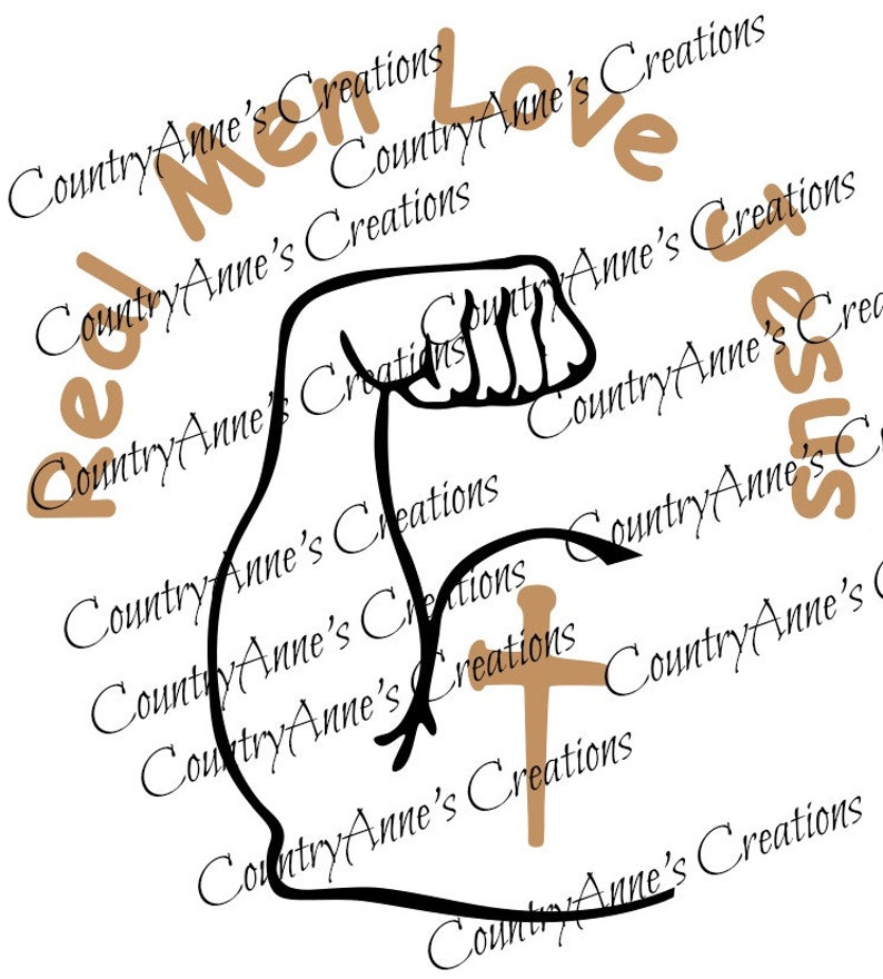 SVG PNG DXF Eps Ai Wpc Cut file for Silhouette, Cricut, Pazzles Real Men Love Jesus svg image 1