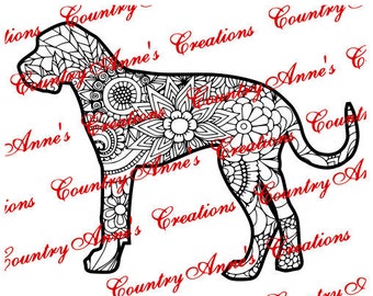 SVG PNG DXF Eps Ai Wpc Cut file for Silhouette, Cricut, Pazzles, Fcm - "great dane zentangle" svg- Let me make your pet