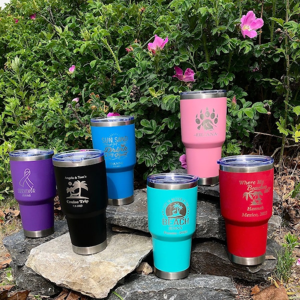 Tumbler 30oz Personalized Insulated Stainless Steel Double vacuum Custom design etched monogram Engraved insulated cup cold drink hot drink