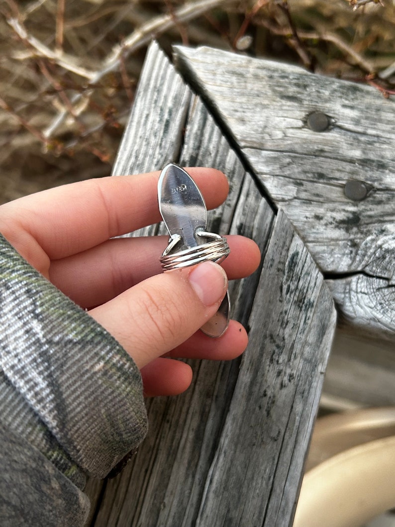 Wampum Double Crocus Petals Sterling Silver Ring image 5