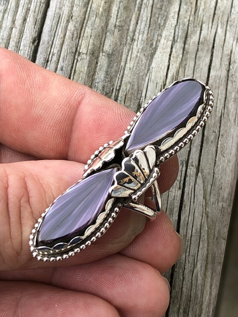 Wampum Double Crocus Petals Sterling Silver Ring image 7