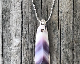 Unique Wapum Feather Pendant. Hand carved. Multiple selection. Sterling silver chain