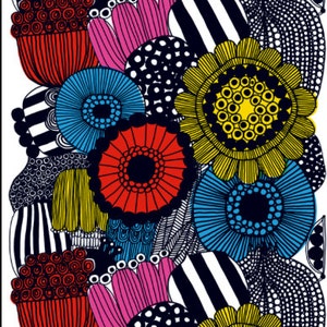 Marimekko Siirtolapuutarha Cotton Fabric, Sold by Half Yard, Red
