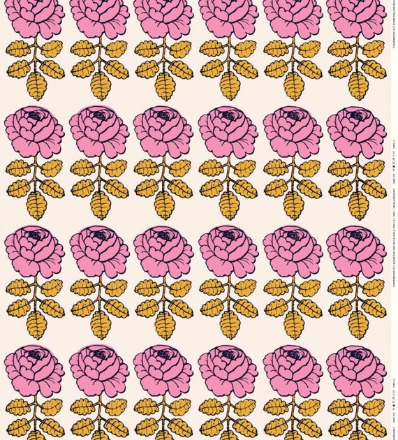 マリメッコ マーライスルース、6本のバラの列、42 cm x 140 cm ピンク