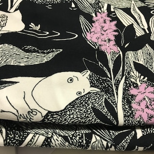 Moomin super soft jersey, sold by half yard, extra wide, Finnish design, Finland