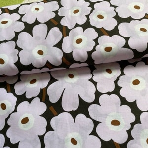 Tela de algodón Marimekko Mini Unikko, vendida por media yarda, color marrón rosado, de Finlandia
