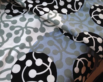 Marimekko Kirsikka upholstery grade cotton canvas piece, 65cm x 145cm remnant piece,  for totes and bags, blue Finland