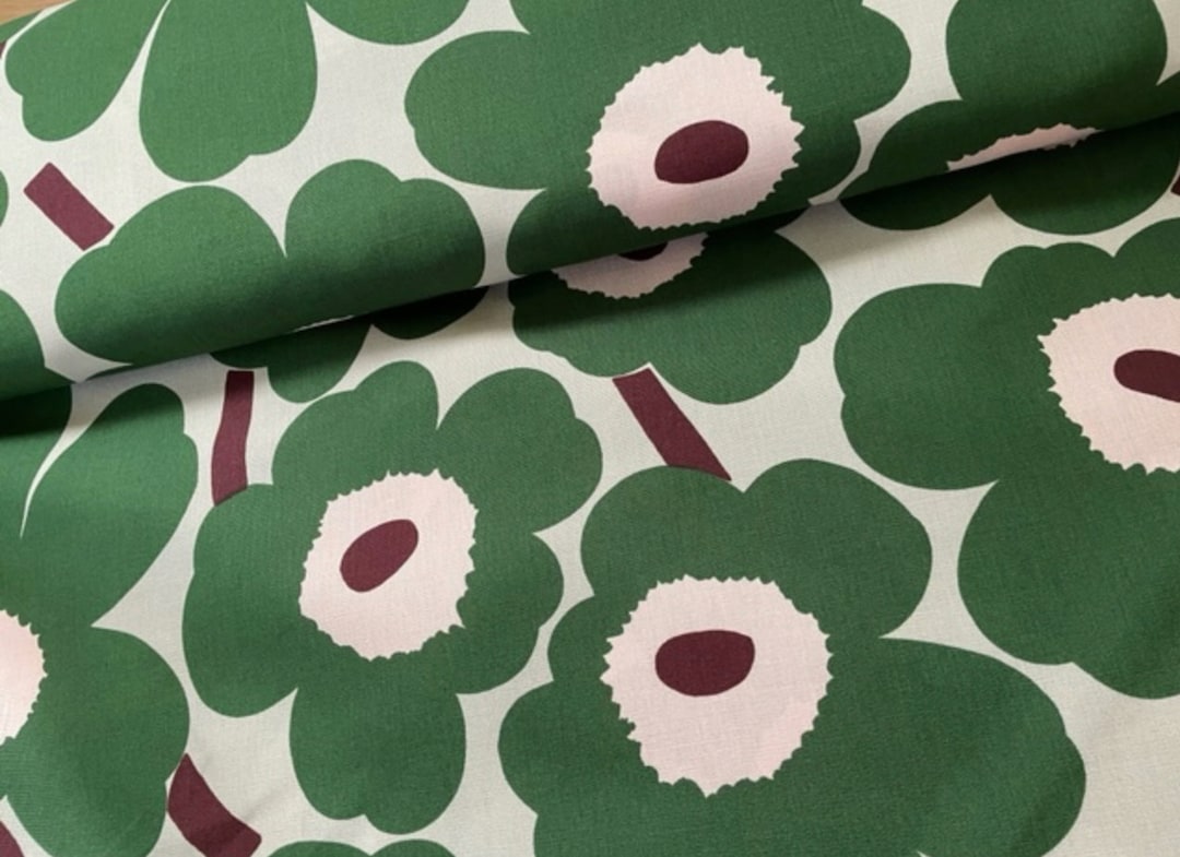 Marimekko Linen Cotton Green Nude Pink Clay Pieni Unikko Fabric