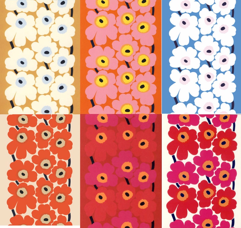 Marimekko Unikko Post Cards Set Of 6 Free Shipping Etsy India