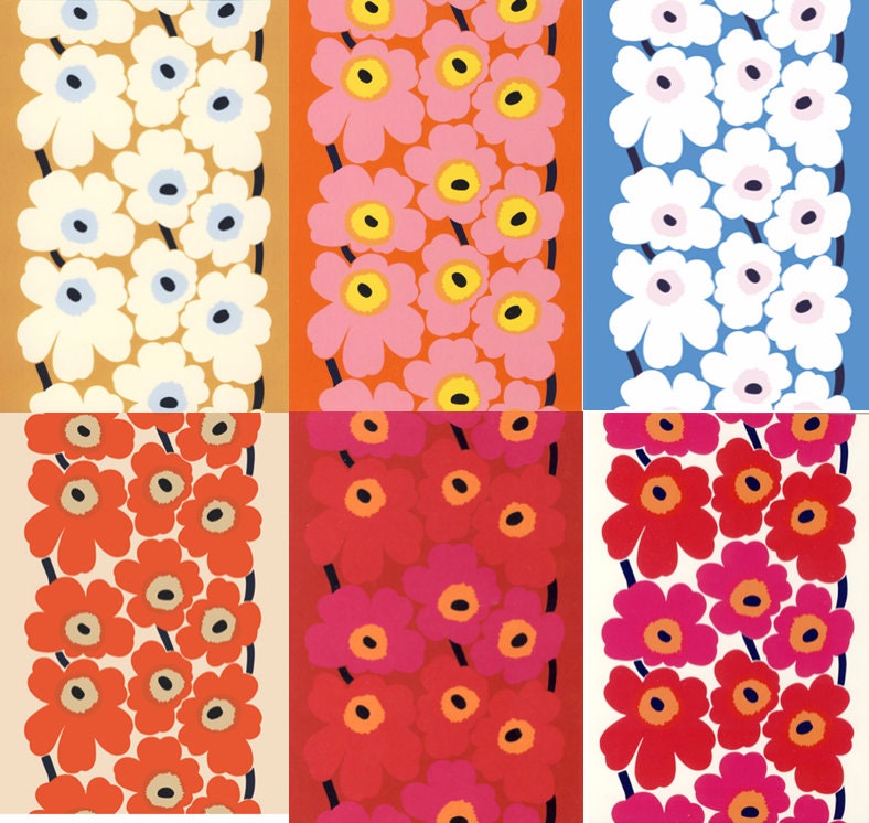 Marimekko Unikko Post Cards Set of 6 FREE SHIPPING - Etsy Finland