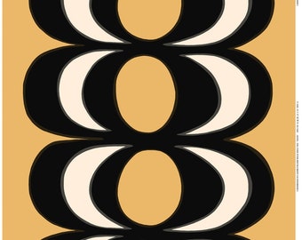 Marimekko Kaivo cotton fabric, 35 x 56", toffee, white,  black, Finland