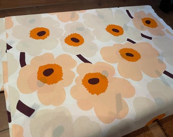 Marimekko Pieni Unikko orange peach cotton fabric, sold by half yard, Finland