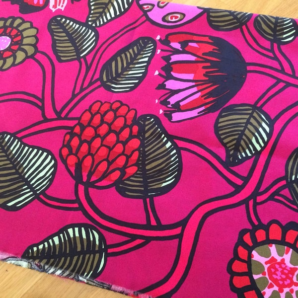Marimekko Purple Hot Pink Tiara cotton fabric, sold  by half yard, 18x56", Finland