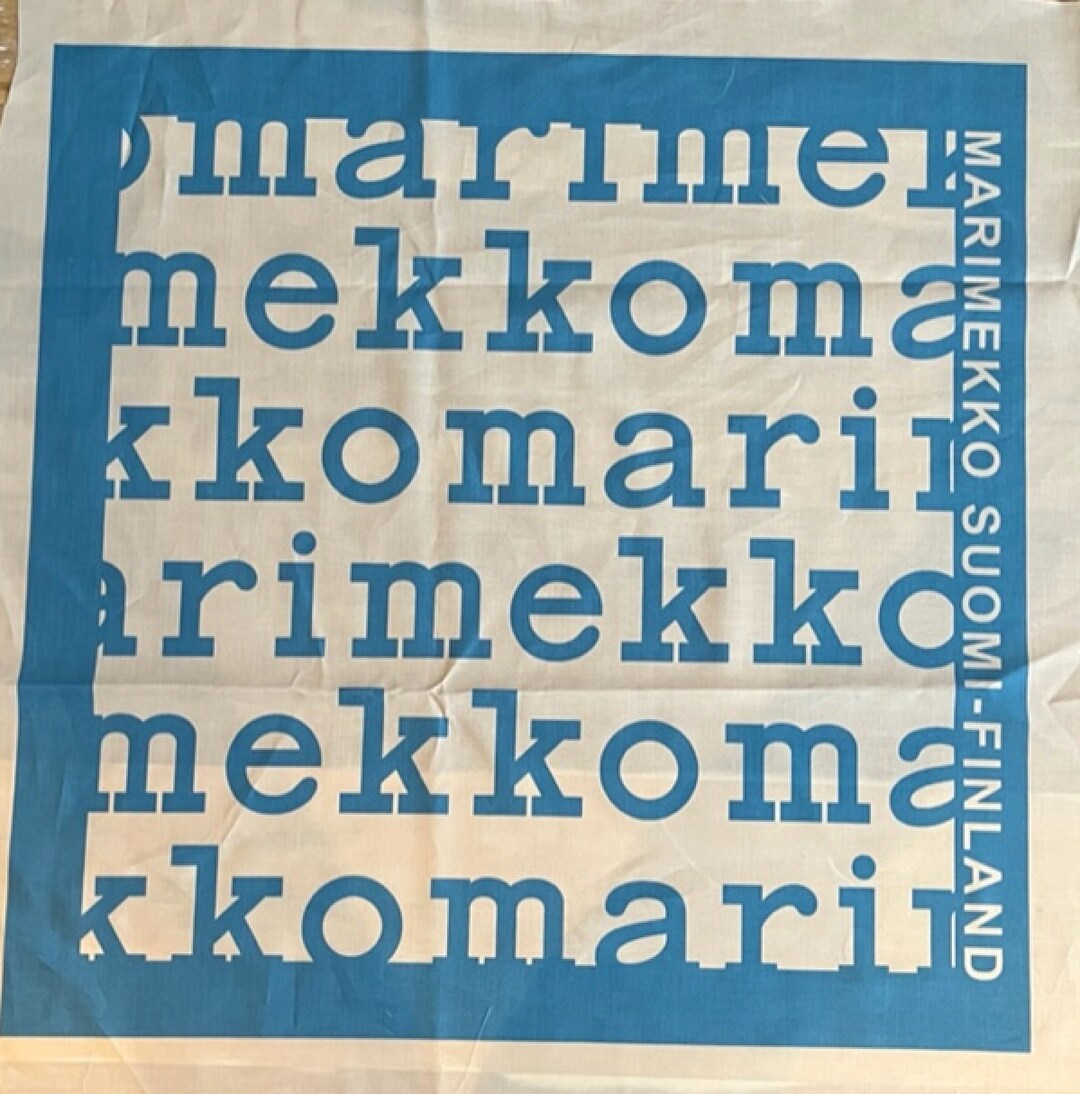⭐︎希少⭐︎【marimekko Henki&Elämä】フィンランド語 Marimekko Logo, Signature Unfinished Scarf Panel, Blue, White