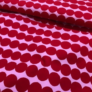 Marimekko Rasymatto pink/red cotton fabric, sold by half yard, Finland