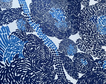 Marimekko Mynsteri Coated Cotton Fabric, Gorgeous Blue Print by