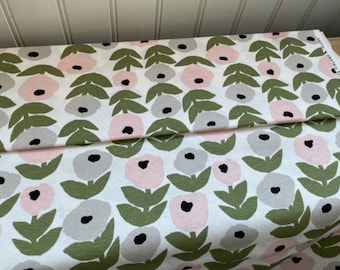 Floral fabric, heavy linen/ blend fabric,  sold by half yard, 60" wide, fabric from Finland