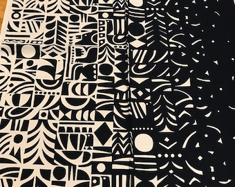 Marimekko Yön Varjo Baumwollstoff, verkauft als Meterware, zauberhaftes Druck von Sanna Annukka, sehr dunkles blau weiß