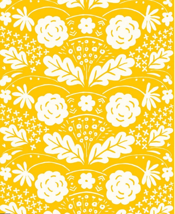 Buy Marimekko Onni Yellow and White Sold by Half Yard in India - Etsy