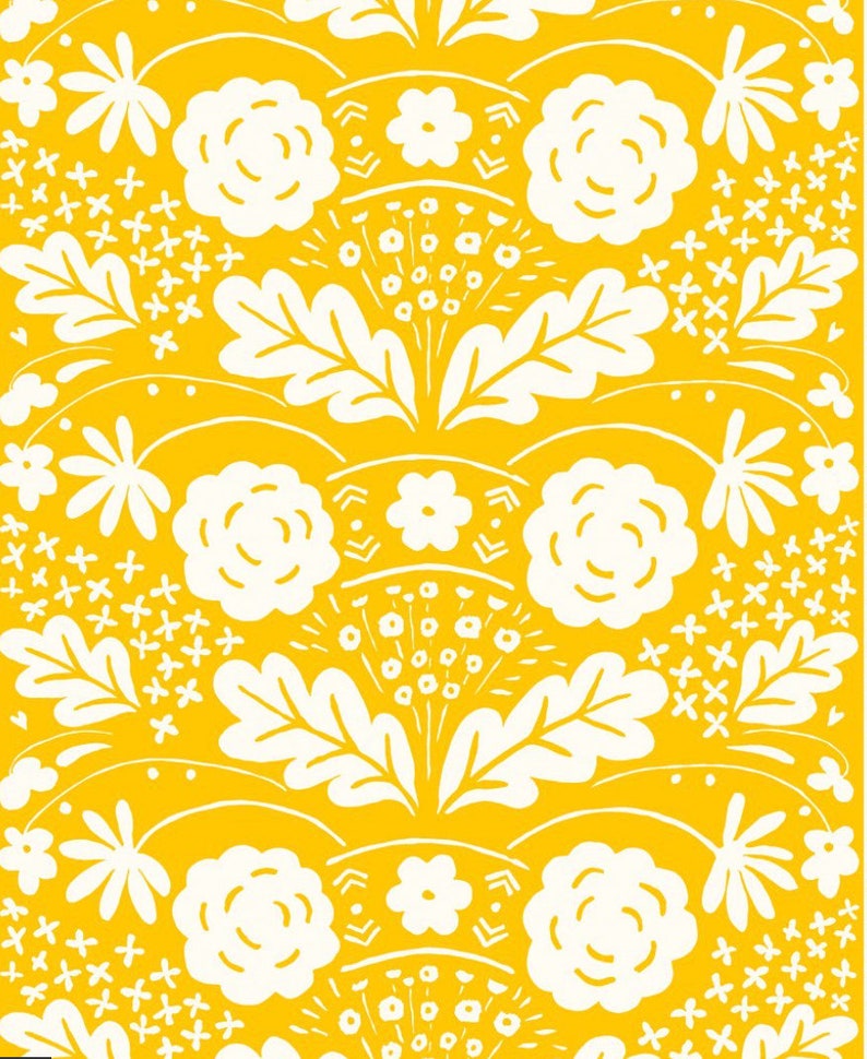 Marimekko Onni Yellow and White Fabric Sold by Half Yard Etsy