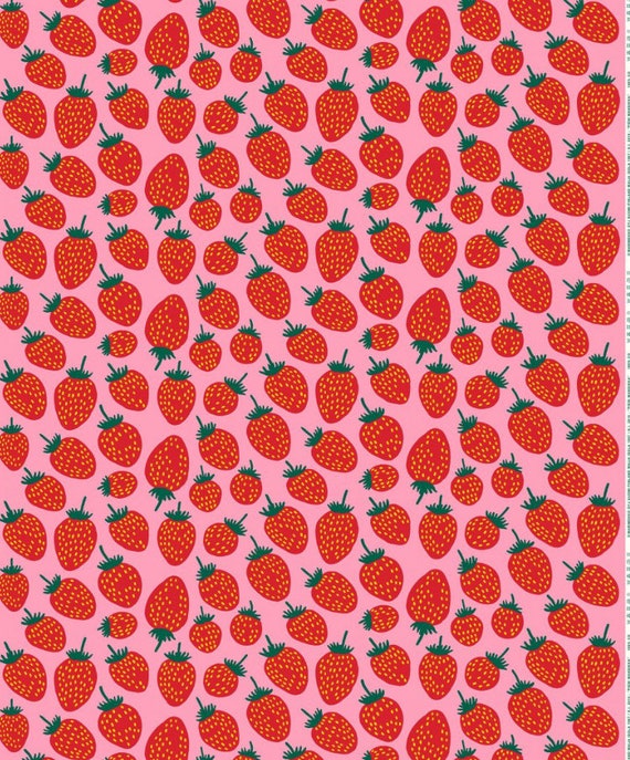 Marimekko Acrylic Coated Pieni Mansikka Fabric Sold By Half Etsy