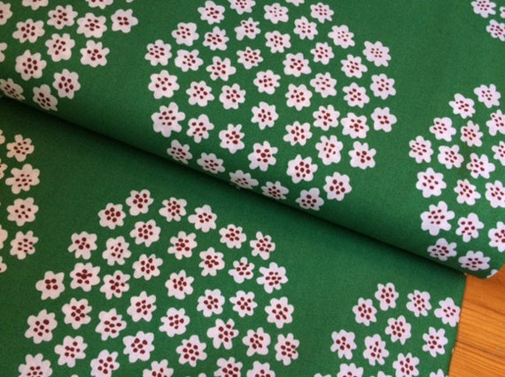 Marimekko Puketti Fabric Sold By Half Yard Green White And Etsy