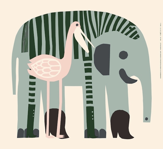 Marimekko Karkuteillä, BIG Elephant Panel, 132cm X 140cm, Blue - Etsy
