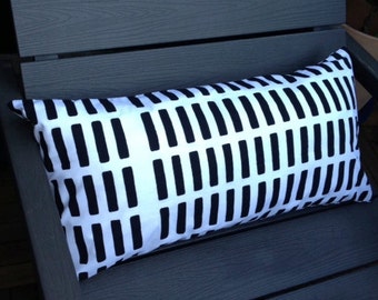 Black White Siena cushion case, 30x60cm, Alvar Aalto designer fabric from Artek, Finland