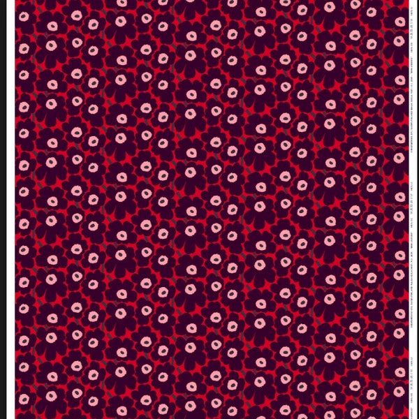 Marimekko Pink Purple Mini Unikko pièce en tissu de coton pour sacs à main et autres projets, demi-cour, 46cm x 140cm