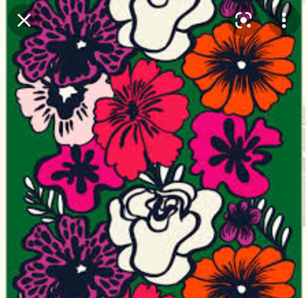 マリメッコ Elakoon Elama Platter 32cm Marimekko Eläköön Elämä Fabric, 64” X 56”, by Maija Louekari, Red