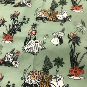 Tissu en coton Moomin Little My, vendu par demi-mètre, idéal pour les oreillers, la literie, etc.