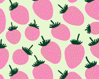 Marimekko Pieni mansikka Baumwollstoff, verkauft 1/2 Meter, rosa und grün
