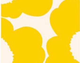 Marimekko  BIG Yellow Unikko SATIN fabric, sold by yard, Finland