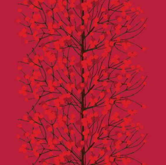Marimekko SATIN, Red Lumimarja, Extra Wide , Heavy Cotton