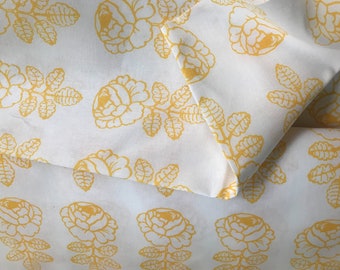 Marimekko Vihkiruusu fabric from Finland, sold by half yard, 18x56", yellow and off white, natural organic look