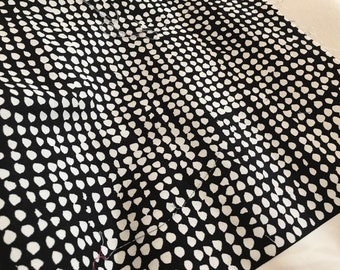 Marimekko Orkanen UPHOLSTERY grade cotton fabric, black and soft white 34” x 58”, Finland