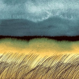 Tessuto di lino Marimekko Kuuskajaskari, stampa molto artistica, 1,5 m