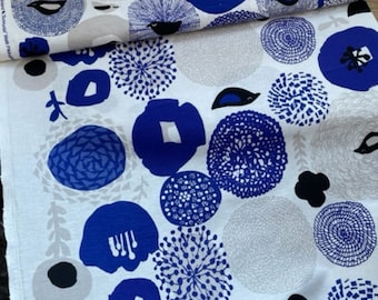 Sunnuntai (Sunday) Blue fabric, heavy linen/ blend fabric,  sold by half yard, 60" wide, fabric from Finland