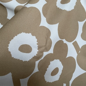 Marimekko Pieni Unikko beige cotton waffle fabric, sold by half yard