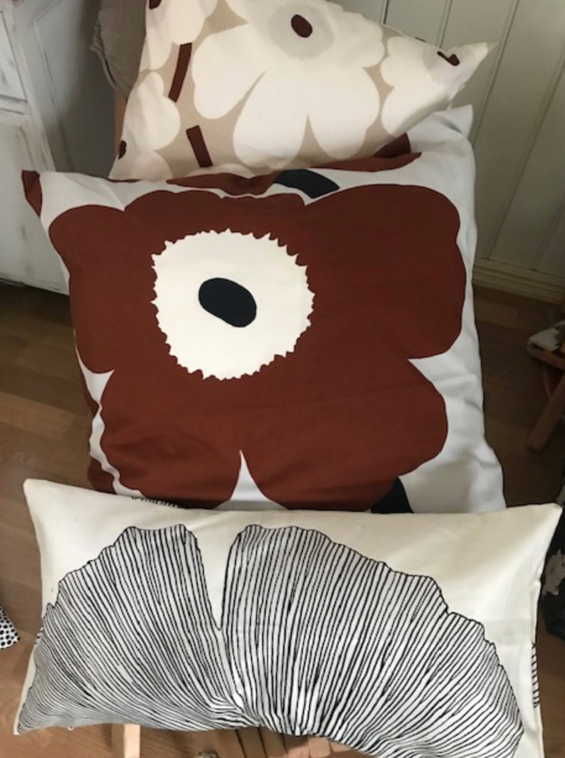 Handmade 20 Marimekko brown gray Unikko fabric pillow Etsy