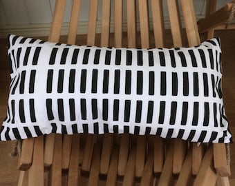 Black Artek Siena pillow cushion case cover, 30x60cm, 12" x 24", Finland black white